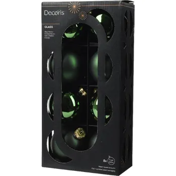 Vánoční ozdoba Ozdoba vánoční koule skleněná 7 cm tmavě zelená 8 ks
