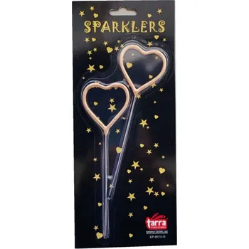 Party dekorace Prskavky ve tvaru srdce zlaté 2 ks 16,5cm na kartě