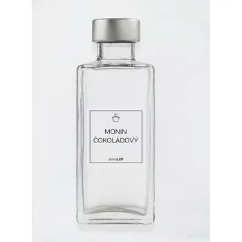 Samolepící etiketa Samolepka na láhev MONIN ČOKOLÁDOVÝ 5 x 5 cm – průhledná vinylová, voděodolná, omyvatelná samolepka na dózy, základní písmo