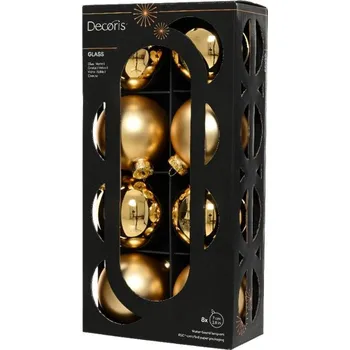 Vánoční ozdoba Ozdoba vánoční koule skleněná 7 cm zlatá 8 ks
