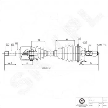 Přední levá hnací hřídel Citroën Evasion Jumpy I Peugeot 206 806 3272CT ESEN SKV