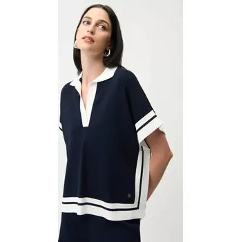 Dámský svetr JOSEPH RIBKOFF dámský svetr modrý pletený s bílými bloky