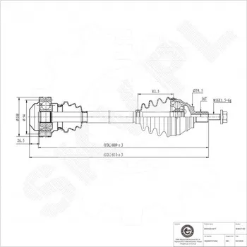 Poloosa kola Přední pravá hnací hřídel Audi Q3 TT Cupra Formentor Seat Leon Škoda Superb VW Arteon Caddy 3Q0407272AB ESEN SKV