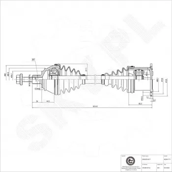 Poloosa kola Přední pravá hnací hřídel Audi A6 4F0407272J ESEN SKV
