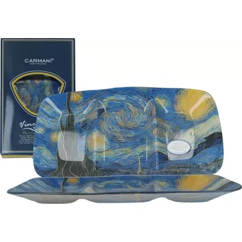 Skleněný tác dělený- kabaret 30 x 22 cm Vincent van GOGH The Starry night, CARMANI