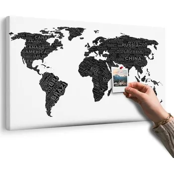 Obraz Dovido Obraz na korku černobílá mapa světa