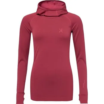 Dámský svetr Klimatex HERRON SEAMLESS Dámský bezešvý pulovr s kapucí, vínová, S/M
