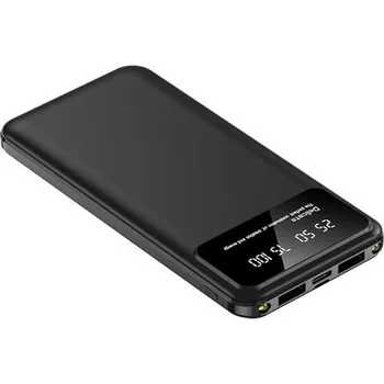 Powerbanka Powerbanka 10000mAh, 2x USB, 1x USB-C, s LED světlem, černá