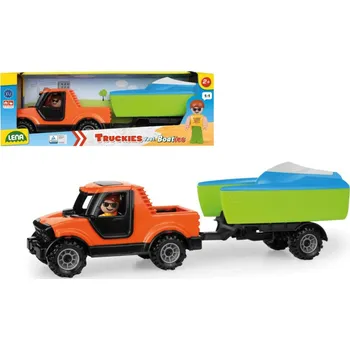 autíčko Auto Truckies pickup s vozíkem a loďkou plast 35cm s figurkou v krabici 24m+