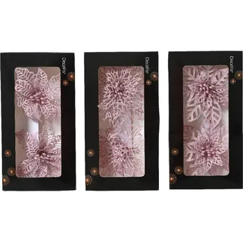 Vánoční dekorace Dekorace květina vánoční růžová mix 2 ks