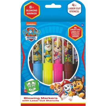 Fixy foukací 6ks se šablonami Paw Patrol/Tlapková patrola v krabičce 12x19cm