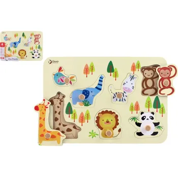 Vkládačka/Puzzle deskové obrysové zoo dřevo 30x21cm ve fólii 18m+