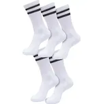 Unisex ponožky Urban Classics Double Stripe Socks 5-Pack velikost 43-46 white/black