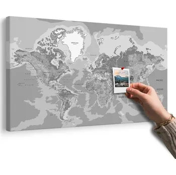 Obraz Dovido Obraz na korku klasická mapa světa v černobílém provedení