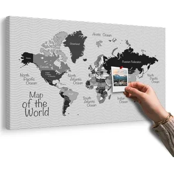 Obraz Dovido Obraz na korku stylová černobílá mapa