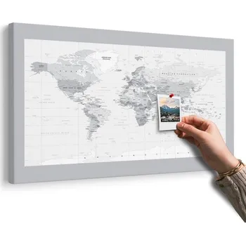 Obraz Dovido Obraz na korku klasická černobílá mapa s šedým okrajem