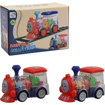 autíčko Lokomotiva s ozubenými kolečky, na baterie, se světlem, 9 x 7 x 13 cm