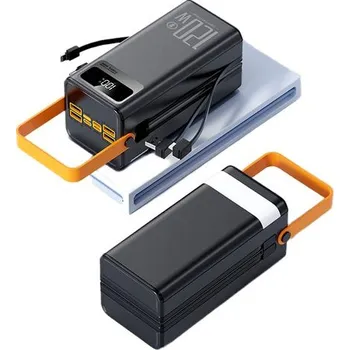 Powerbanka Powerbanka 80 000 mAh, 120W PD + QC, 4 USB + 2 kabely, LED světlo, černá