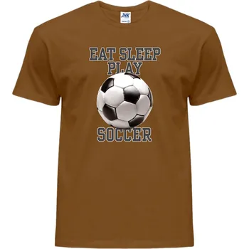 Pánské tričko panske_bavlnene_tricko_potisk_hraj_fotbal Barva: Brown - hnědá, velikost: S