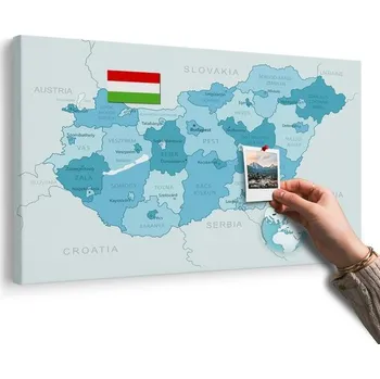 Obraz Dovido Obraz na korku elegantná modrá mapa Maďarska