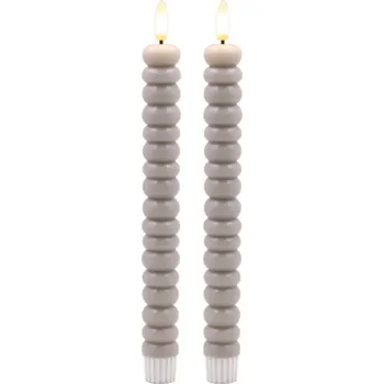 Talíř blokker LED kroucená večeřní svíčka – 2 kusy – béžová 0017533