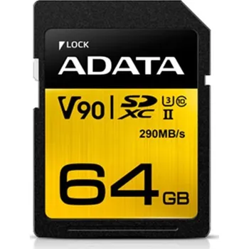 Ukládání dat Adata Paměťová karta SDXC 64GB UHS-II U3 / Class 10 290x/260x