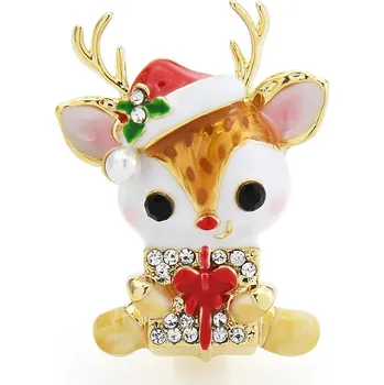 Souprava šperků B-TOP Brož Vánoční jelen s dárkem