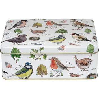 Dóza na potraviny Elite Tins UK Hranatá dóza s motivem ptáčků od Madeleine Floyd