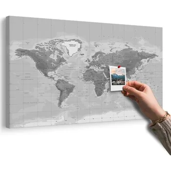 Obraz Dovido Obraz na korku nádherná černobílá mapa světa