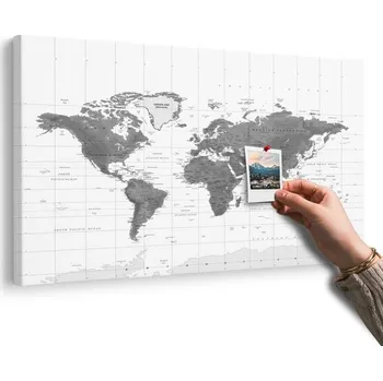 Obraz Dovido Obraz na korku nádherná mapa světa v černobílém provedení