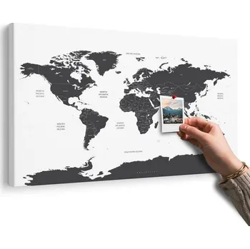 Obraz Dovido Obraz na korku mapa světa s jednotlivými státy v šedé barvě