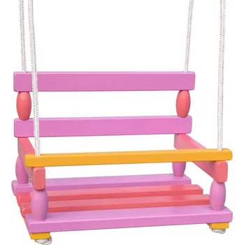 Dětská houpačka Houpačka dřevo růžová 40x30cm nosnost 80kg v sáčku