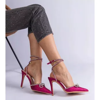 Dámské lodičky Dámské lodičky na jehlovém podpatku H2810 Tmavě růžová třpyt - BELLAMICA Shoes tmavě růžová 38