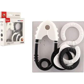 Chrastítko 2 ks černobíla plast 13cm 2 barvy v krabičce 12,5x16cm 0m+