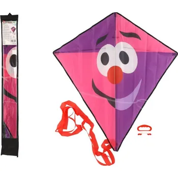 Létající drak Drak létající klaun nylon 78x86cm růžovo-fialový v látkovém sáčku 11x90x2cm