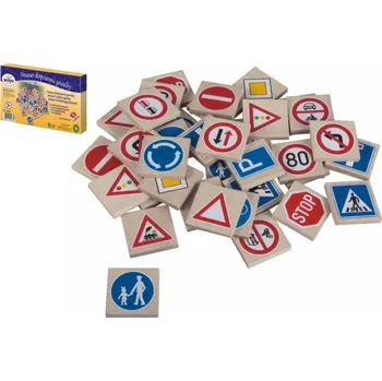 Pexeso Pexeso dopravní značky dřevo 36ks 4x4x0,6cm v krabici