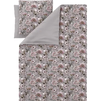 Povlečení LIVARNO® Ložní povlečení z mikrovláknitého saténu, 140 x 200 cm, 70 x 90 cm (květiny/béžová)