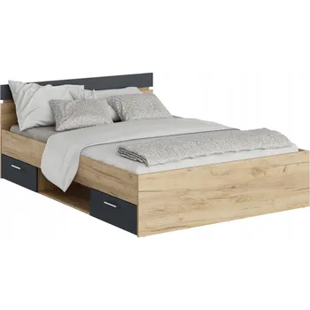 Postel Dvojlůžko imitace dřeva Kondela 140x200 cm dub