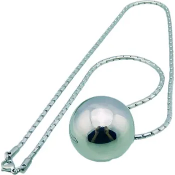 Přívěsek Hollow náhrdelník s kulatým přívěskem, délka 45 cm, průměr přívěsku 25 mm, stříbrná barva.