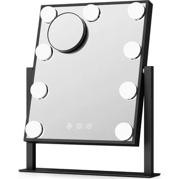 Zrcadlo Kosmetické zrcátko s LED podsvícením, 9 LED diod, Hollywood styl s 9 žárovkami