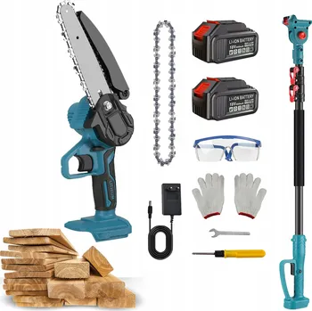 Motorová pila MINI AKU ŘETĚZOVÁ PILA PILKA 6" DVA AKU + NÁSTAVEC 2M