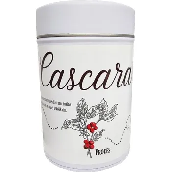 Káva Cascara v dárkové plechovce – 200 g (Sušená dužina kávových třešní)
