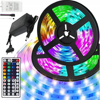 LED páska LED PÁSEK 5M RGB BÍLÝ PÁSEK DÁLKOVÝ OVLADAČ SMD NAPÁJECÍ ZDROJ BAREVNÝ VODĚODOLNÝ IP65
