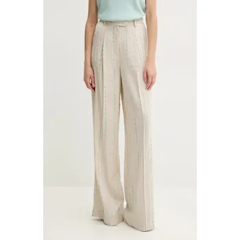 Kalhoty s příměsí lnu Fracomina FS25SV3007W788N8 béžová 80X, vel. 40