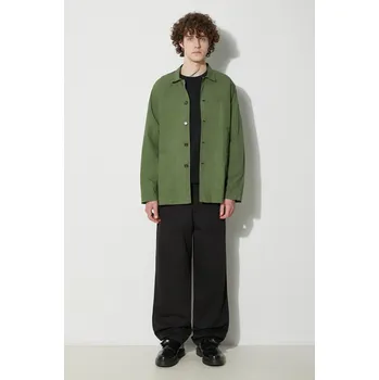 Pánská košile Bavlněná košile Universal Works Bakers Overshirt zelená barva, relaxed, s klasickým límcem, 30680.BIRCH, XL, 78X