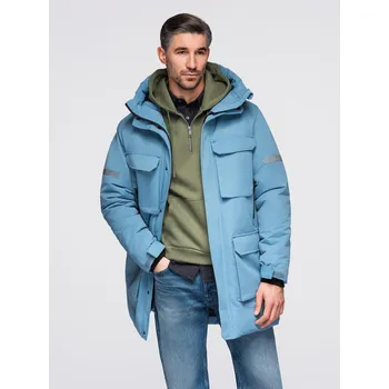 Pánská casual bunda Ombre Insulated long men's jacket with reflective elements - blue Ombre modrá 2969101