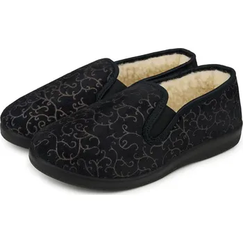 Dámské pantofle Vlnka Dámské protiskluzové bačkory s ovčí vlnou Merino se vzorem černá velikost obuv dospělí 42