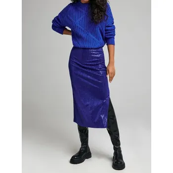 Oblečení a móda Sinsay - Flitrová midi sukně s rozparkem - indigo - ZB174-57X - ZB174-57X-L