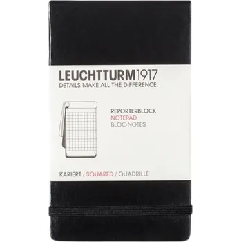 Diář Leuchtturm 1917, Zápisník čtverečkovaný Leuchtturm 1917 v pevné vazbě, A6, 184 stran, 80 g/m², černý - Formadore