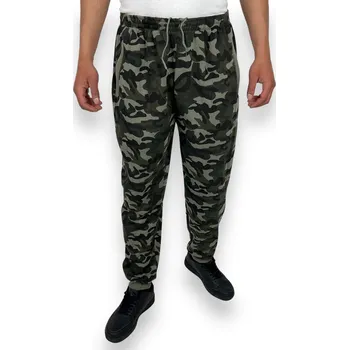 Dunauone Pánské zateplené vojenské tepláky nadměrné velikosti s manžetou 01 Barva: Vojenská, Velikost: 3XL